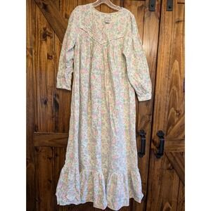Vintage Lindsey Blake Floral Flannel Nightgown Pink Roses Granny Core Small